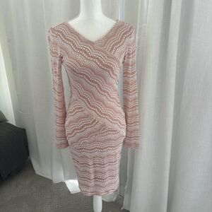 BCBGMaxAzaria Cream Pink Lace Dress
